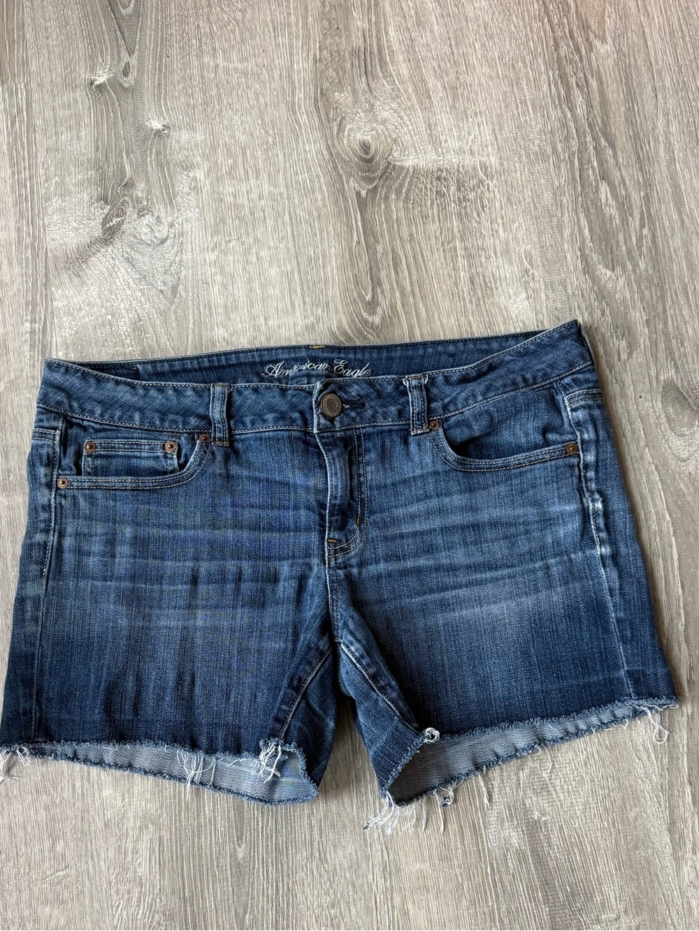 American Eagle Outfitters Blue Distressed Denim Short Shorts Stretch